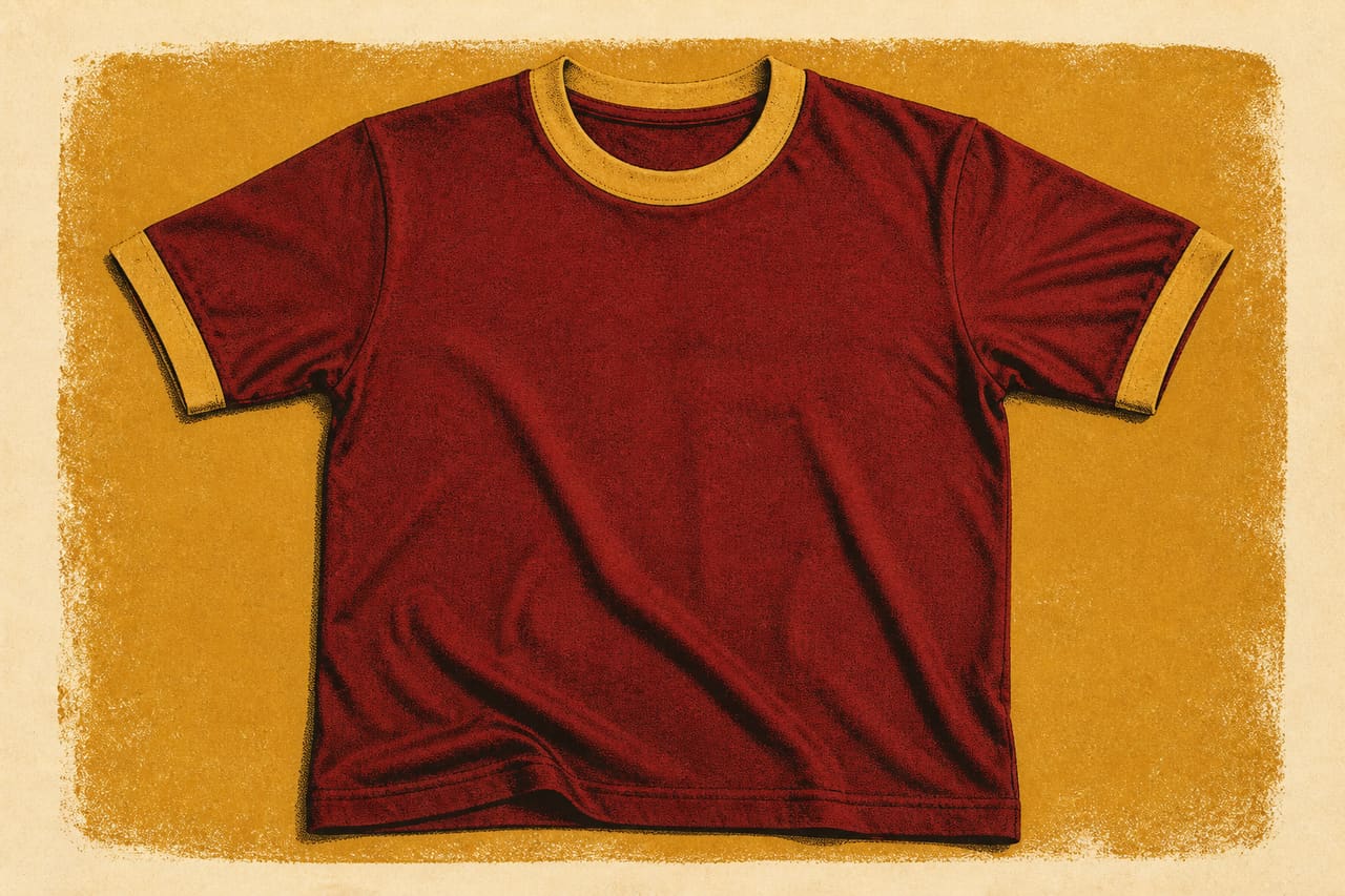 Illustration eines typischen Fußballtrikots der 1970er Jahre